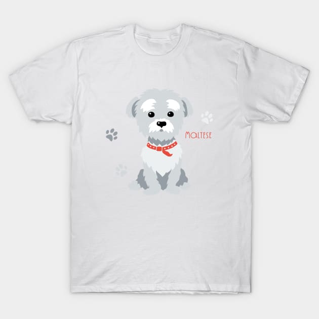 Funny maltese dog sitting T-Shirt by kavalenkava